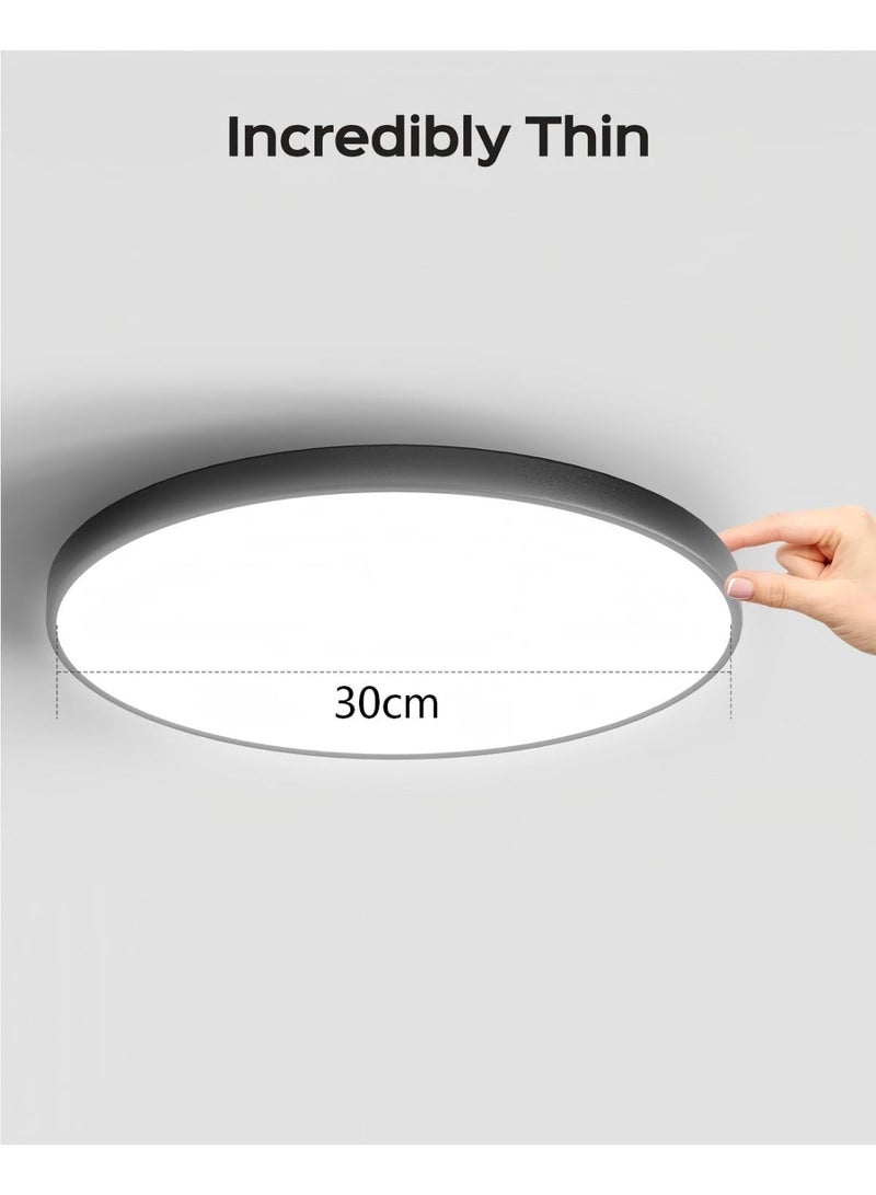 DUNISO LED Panel Light with Adjustable Lighting, Three Color Temperature, LED Ceiling Lights for Bedroom Room, Flush Mount Ceiling Light for Living Room, Bathroom, Kitchen, Stairs, Balck - Image 2